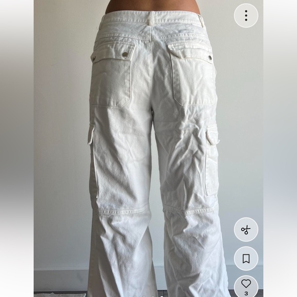 Women's White Cargo Wide-Leg Pants - Picture 4 of 4
